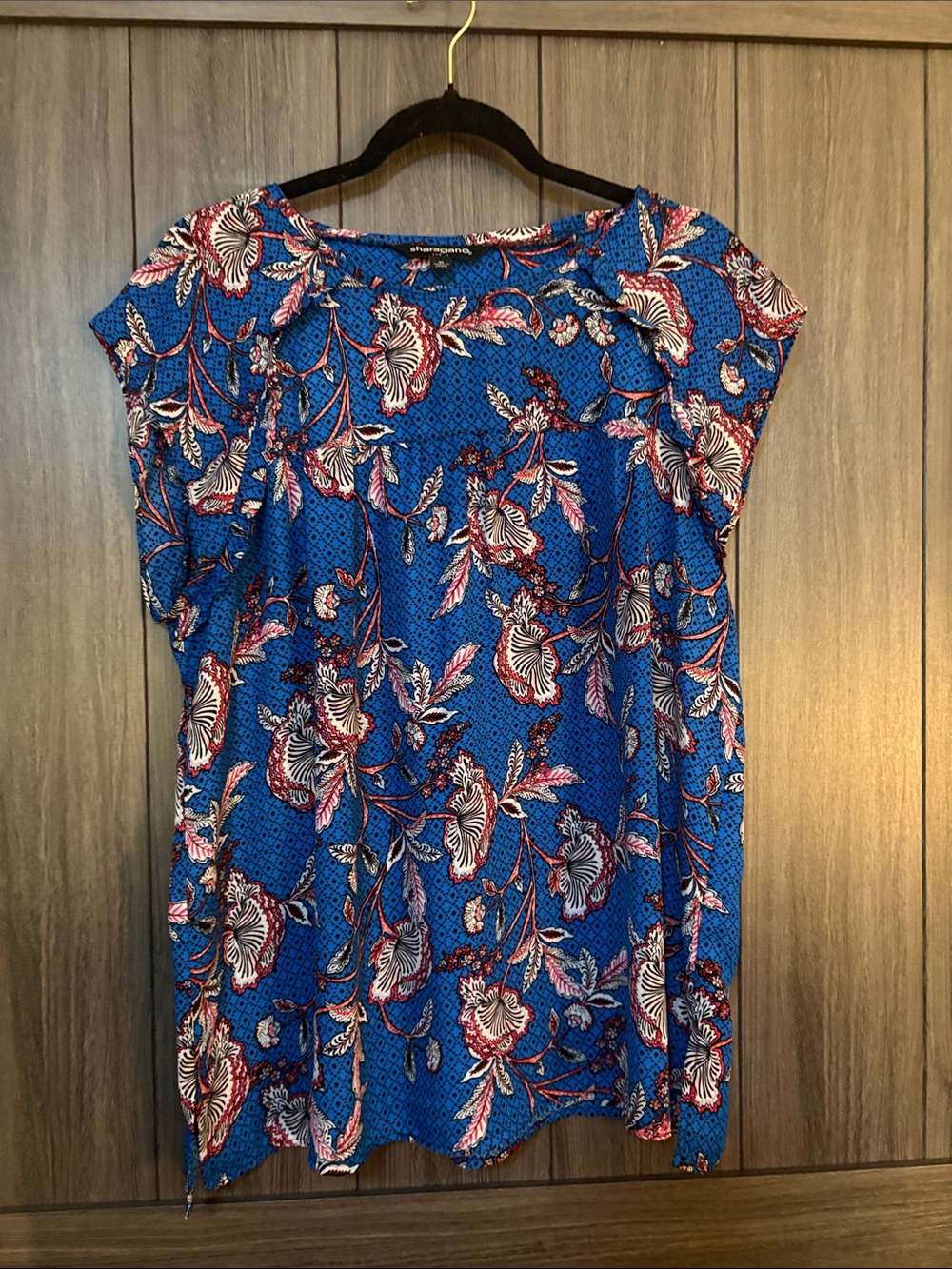 Sharagano Blue Floral Print Women’s Top Size XL